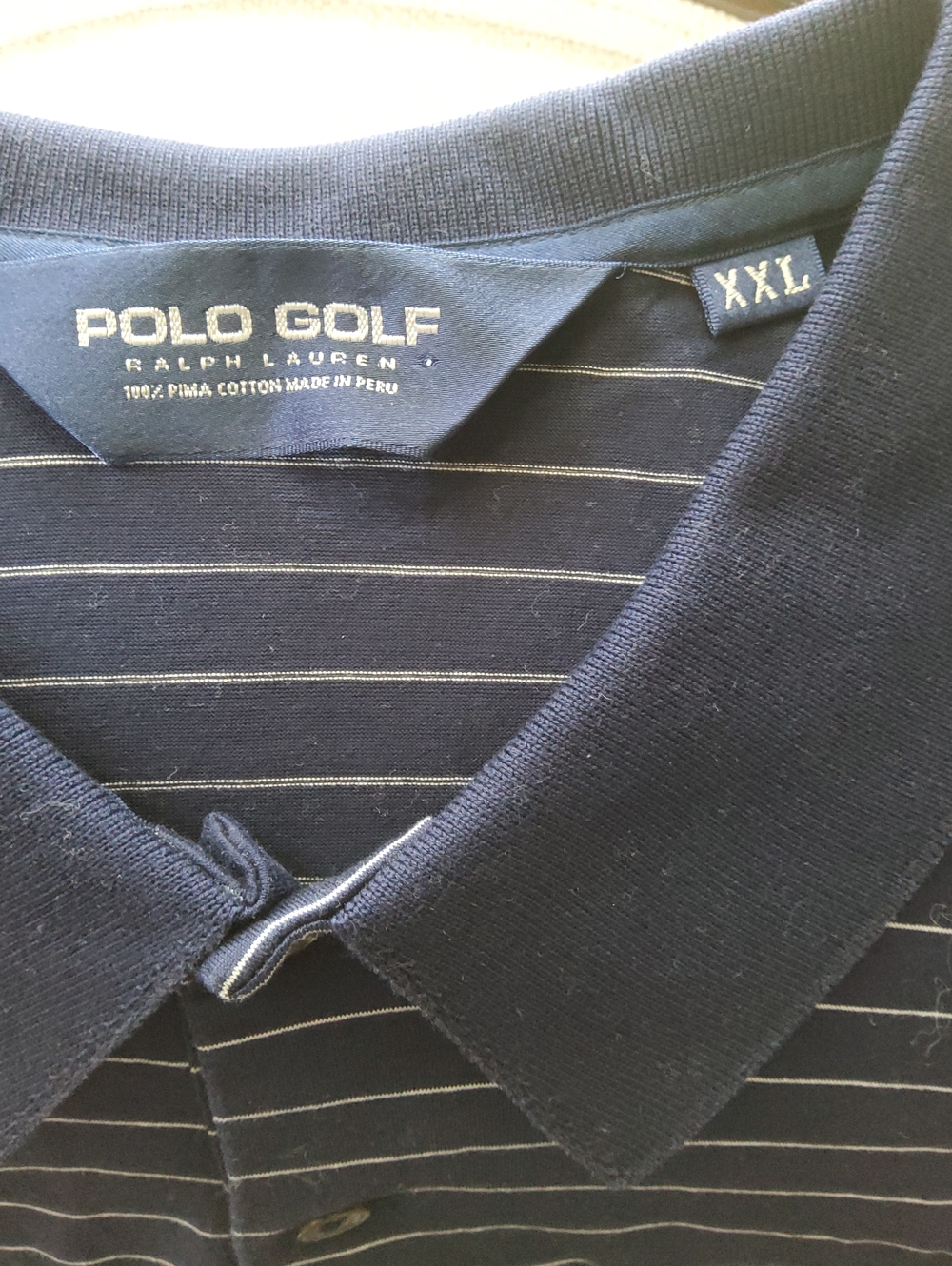 Polo Golf Ralph Lauren Navy Striped Polo Shirt - XXL